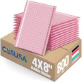 GSSUSA Light Pink Bubble Mailers, 4x8 Small Padded Envelopes, 800 Pack, Strong Adhesion Self-Seal Bubble Envelopes for Small Business