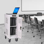 Laptop Charging Cart,16 Devices Tablet Storage Carts for pad Up to 16.3" Screen Size, Classroom Computer Mobile Charging Station for Pads, Chromebooks,Laptops, Security Storage(16 Bay-White)
