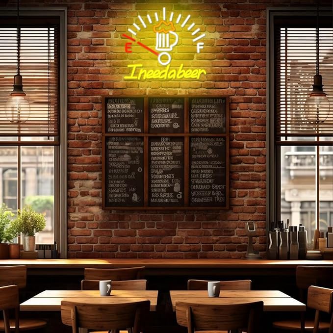I Need A Beer Neon Sign for Wall Decor, Dimmable Beer LED Neon Light Bar Led Sign for Man Cave, USB Bar LED Light Signs for Bedroom Home Shop Restaurant Hotel Decoration