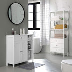 VASAGLE Floor Storage Cabinet with Drawer, Freestanding Cabinet with Doors, 3 Open Compartments, Adjustable Shelves, 11.8 x 29.5 x 31.5 Inches, for Bathroom, Living Room, Cloud White UBBC142W01