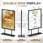 Zhengmy Tabletop Sign Holder with Flat Base Double Sided Countertop Sign Holder Desktop Display Stand Metal Poster Display Stand for Office Store Restaurant Hotels, Black (11" X 8.5",Vertical,2 Pcs)