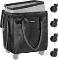 (Medium) Fanwoli Reusable Grocery Bag On Wheels with Removable Liner | Wrinkle-Resistant Fabric | Enhanced Stability Wheels & Extended Handle | Foldable Shopping Trolley for Laundry, Carries Up to 66L