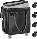 (Medium) Fanwoli Reusable Grocery Bag On Wheels with Removable Liner | Wrinkle-Resistant Fabric | Enhanced Stability Wheels & Extended Handle | Foldable Shopping Trolley for Laundry, Carries Up to 66L