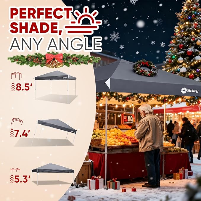 Sekey 10x10 Pop Up Canopy with One Push Setup-Easy Up Canopy with 99% UV Blocking - Instant Outdoor Sun Shade for Events, Parties, Camping- Commercial Gazebo with Weight Bags,Wind Proof&Waterproof