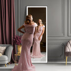 Kosmonia 71x28 Full Length Mirror, Dimmable 3 Color LED Light w/Light Memory, Distortion Free Silver Coating Mirror, HD Reflection &Anti Desilvering,Tempered Glass &Shatter Proof Film Doubles Safety