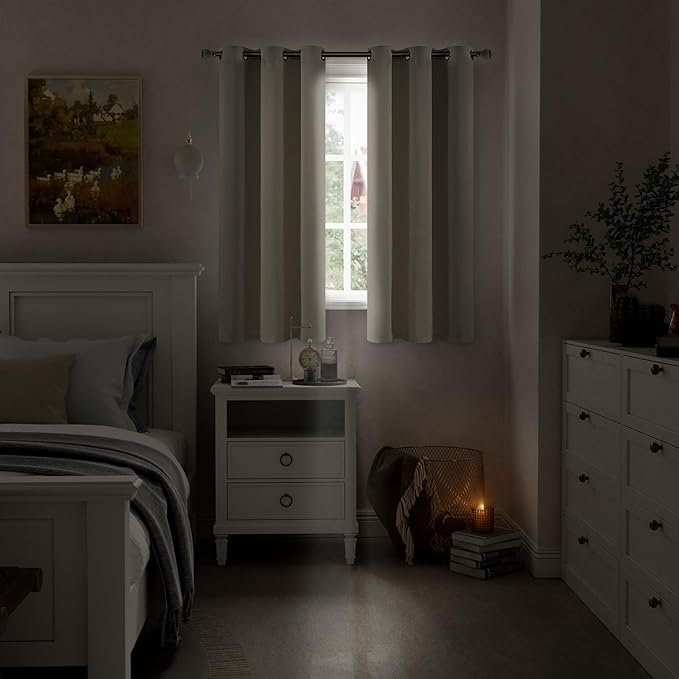 Camel 100% Blackout Curtains for Bedroom 63 Inch Length, Thermal Insulated Sun Blocking Window Curtains Soundproof Grommet Thick Heavy Drapes, Each 42 Inch Wide