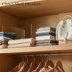 Shelf Dividers for Closet Organization - 10" Tall x 12" Deep Acrylic Closet Dividers for Shelves - Clear Free-Standing Shelf Separators for Clothes Sweater Purse