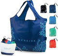 5 Pack Foldable Grocery Bags into Tiny Pouch - Large Capacity Multi-Color, Great for Travel, Durable, Washable Packable Shopping Bag, Comes with a carry pouch, Lightweight