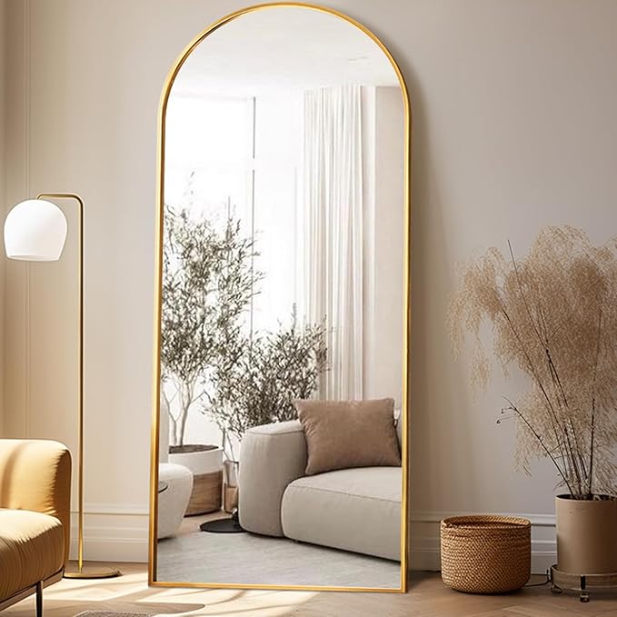 Large 71"x30" Arched Full Length Mirror, Gold Mirrors Full Length Floor Mirror Standing for Bedroom, Living Room, Wall Mounted & Full Body Mirror Hanging or Leaning(Gold)