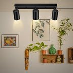 BoostArea LED Track Lighting Ceiling Fixtures, Black 3-Light Plug in Track Lights for Kitchen, 3 Way Ceiling Spotlight, 15 FT Cord,Flexibly Rotatable Wall Mount Light Head for Bedroom Hallway