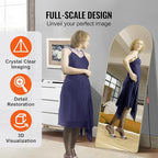 VEVOR Full Length Mirror, 71'' x 30'' Large Gold Arched Floor Mirror with Stand Aluminum Alloy Frame, Free Leaning Hanging Wall Mounted, Full Body Mirror for Bedroom Living Room