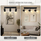 BoostArea LED Track Lighting Ceiling Fixtures, Black 3-Light Plug in Track Lights for Kitchen, 3 Way Ceiling Spotlight, 15 FT Cord,Flexibly Rotatable Wall Mount Light Head for Bedroom Hallway
