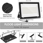400W LED Stadium Flood Light Outdoor,2400W Equivalent 50500LM 5000K Daylight White Super Bright FloodLight with Plug,85-277V IP66 Waterproof Commercial Lighting for Sports Fields,Counts,Arena