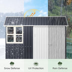 8x6 FT Outdoor Metal Storage Shed with Clear Window, Lockable Single Door, Weather-Resistant Garden Tool Shed for Backyard, Patio, and Lawn Equipment, Night Blue