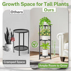 iDavosic.ly 3 Tier Plant Stand Indoor with 10 Inch Wide Tray, Vertical Corner Metal Outdoor Flower Display Holder Shelf, Folding Tall Rack for Patio Porch Living Room, Modern Black