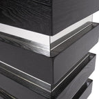 Howard Elliott Stepped Pedestal Accent Table, Black Wood and Mirrored Side End Table for Home Decor, Small Space Pedestal Table for Bedroom, Living Room & Entryway, 12 x 12 x 28 Inch, Medium