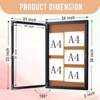 Enclosed Cork Bulletin Board 36"x24" Outdoor Weatherproof Cork Noticeboard with Locking Door Wall-Mounted Black Aluminium Frame for Home, School, Office, Community, Hospital
