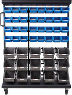 VEVOR 7-Tier Double-Sided Rolling Bin Storage Rack, 94 Plastic Bins, Dual-Sided Parts Organizer with Wheels, Mobile Tool Organizer for Garage, Warehouse, Office, Restaurant, Classroom, Kitchen