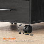 HOOBRO 7-Drawer File Cabinet, Wooden Office Cabinet with Drawers, Mobile Storage Cabinet, for Home Office, Study, Easy Assembly, Black BK07WJ01
