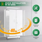 Broom Closet with Lock, Metal Storage Cabinet 36" Wide, 5-Tier Steel Utility Cabinet with Hanging Rod & Doors for Garage, Laundry Room, Warehouse Storage