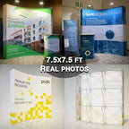 Custom Curved Pop Up Displays Trade Show Backdrop 7.5x7.5 FT Tension Fabric HD Banner Printing Banner Pop-up Display Stand Trade Show Booth Display for Business Corporate Wedding Mall