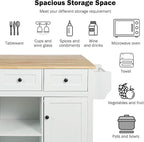 Yayzy Rolling Kitchen Island with 2 Bar Stools, Drop Leaf, Cabinet Door Storage Racks & 3 Drawers, Mobile Kitchen Cart with Rubberwood Top & Locking Wheels for Dining Room & Kitchen, 53-Inch, White