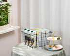 4 Pack【Large】 Wire Handmade Storage Basket for Organizing Household Goods,Pantry Organization,Bathroom countertop,Laundry,Wardrobe Storage Basket,Black