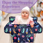 Shopping Cart Cover for Baby Girl Boy 2-in-1 High Chair Water Resistant High Chair Cover w/Phone Pouch Pocket Gender Neutral Cart Cover for Babies Padded Grocery Cart Cover for Baby