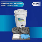 STARDUST Spill Products D905U Universal Spill Kit OSHA Approved - Portable Bucket (15) Universal Sorbent Pads, (2) 3"x4' Absorbent Socks, (4) Disposal Bags & Nitrile Gloves Spill Kit For Fast Response