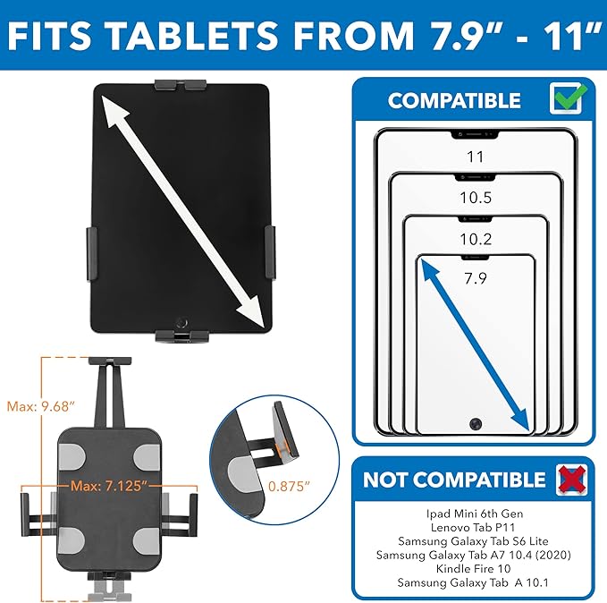 Mount-It! Anti-Theft Tablet Wall Mount | Universal Fit Tablet Kiosk Compatible with 7.9" to 11" Ipad and Samsung Tablets | Wall Mounted Secure Kiosk, Black