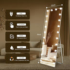 Kosmonia 66x22 Hollywood Full Length Mirror with Light, 22 Dimmable Bulbs & 3 Color Smart Touch Control, Distortion Free, Tempered Glass & Shatter Proof Film, Safe Full Body Mirrors with Stand