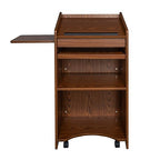 OEF Furnishings Mobile Floor Lectern with Side Shelf And Keyboard Tray, Medium Oak