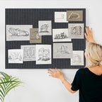 Large Felt Bulletin Board 35x47 Inch, 12pcs Peel and Stick Felt Wall Tiles Modern Push Pin Board for Wall Organization