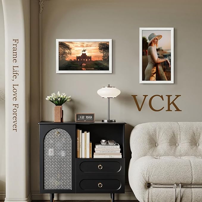 VCK 14x24 Picture Frame Set of 5,Exclusive White Woodgrain Poster Frame with Polished Plexiglass, Wall Hanging
