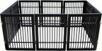 Pet Dog Gate Strong and Durable Freestanding Folding Acacia Hardwood Portable Wooden Fence Indoors or Outdoors by Urnporium (Black Pet Gate, 10 Panel 24" Tall)