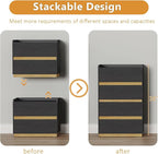 Large Modern Nightstand Black Bedside Table, 2 Drawer Dresser Wood Stackable Storage Drawers for Clothes for Closet, Bedroom, 24"x16"x20"