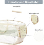 Durable Collapsible Laundry Baskets, Mesh Pop Up Laundry Hamper with Side Pocket, Foldable Clothes Storage Hamper with Reinforced Carry Handles for Laundry, Bathroom, Kids Room, Dorm or Travel Beige