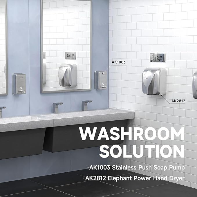 AIKE 37oz Surface Mount Stainless Steel Soap Dispenser for Commercial,Brushed Stianless Steel Finish Model AK1003