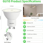 BUBO GU10 LED Bulb 6W Equivalent 50W, 4000K Cool White 650 Lumens, Non-Dimmable GU10 Bulb Replacement for Track Lighting, MR16 LED Bulb for Kitchen, Range Hood, Living Room, Bedroom, 20 Pack