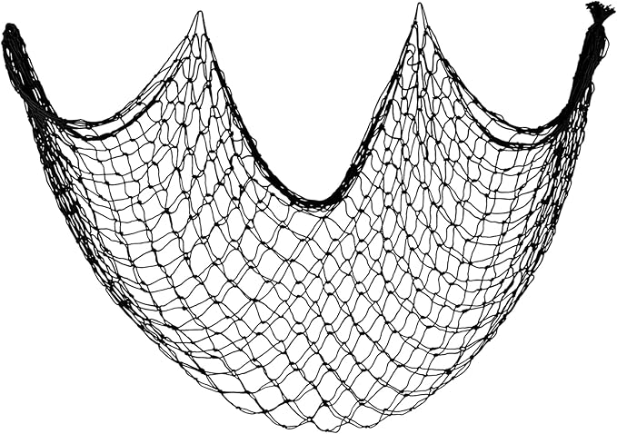 Decorative Fishing Net 80x40 Inch,Patioland Large Black Picture Fish Net, Wall Photo Hanging Fishnet for Nautical Mermaid Pirate Ocean Themed Hawaii Beach Under The Sea Party Decorations (1PCS)
