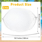 2 Pcs Fish Net Decorations, 39x78 Inch Cotton Nautical Themed Fishing Net, Wall Hanging Photo Display Fishnet for Coastal Bedroom Bathroom, Pirate Beach Under The Sea Party Decor, Bleached White