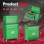 Superday Metal Tool Chest, 8 Drawer Rolling Tool Chest with Wheels, Detachable Tool Storage Cabinet with Lock for Garage, Steel Tool Cart with Liner & Hooks for Workshop, Warehouse (Green)