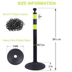 OrangeStar 6 Packs Traffic Delineator Post Cones, 40" Safety Barrier with 6.6 Ft Link Plastic Chains, Crowd Control Stanchion Sets w/Rubber Base for Parking Lot, Road Work, Queue Management, Black