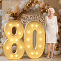 4FT Marquee Numbers 80, Large Light up Number 80 for Birthday Party Supplies, Sign, Backdrop, Happy 80th Birthday Decorations for 80 Years Old Women Men