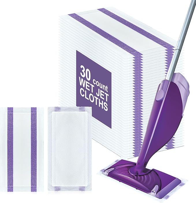 30 Count Disposable Wet Pads Refill for Swiffer Wet Jet Mop,Wet Jet Pads for All Floor Types,Disposable Multi Surface Wet Jet Hardwood Floor for swiffer Wet Pads Refill