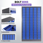 100 Drawers Alloy Steel Nut and Bolt Organizer, Parts Cabinet with Adjustable Shelves and Label Stickers, Bolt Organizer for Nuts Bolts Parts Screws Small Items (100 Drawers)