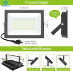 MORSEN LED Flood Light Outdoor 200W 30000 Lumens Work Light with Plug 6500K Outside Portable Exteriores Security Floodlights for Yard Garage Garden Lawn IP66 Waterproof Flood Light 2 Pack