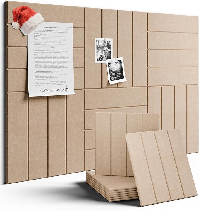 Large Felt Bulletin Board 36"x24" Cork Board Alternative - 6 Pack with 40 Safe Removable Adhesive Tabs, Cork Boards for Walls Felt Board for Home Office Classroom Pin Board-Taupe