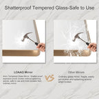 LOAAO 48”X32” Gold Bathroom Mirror, Rounded Rectangle Gold Frame Mirror, Brushed Gold Bathroom Vanity Mirror Wall-Mounted, Anti-Rust, Tempered Glass, Hangs Horizontally or Vertically