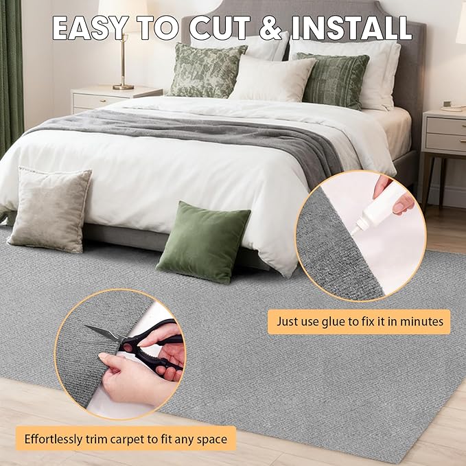 Marine Carpet,5 FT x 20 FT Smoke Gray Indoor Outdoor Carpet 0.2" Thick Boat Carpet with Water-Proof TPE Backing, Non-Slide Outdoor Marine Carpet Roll for Home, Patio, Porch, Deck